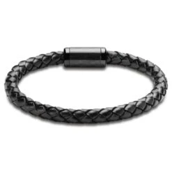 Seizmont Panther | Bracelet Noir En Cuir Et Fibre De Carbone