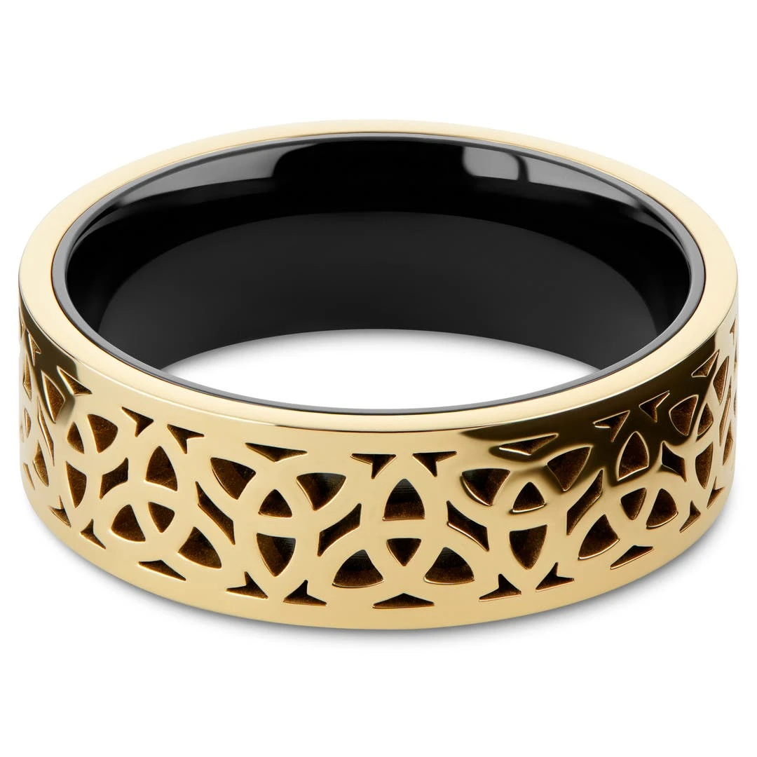 Lucleon Hyperan | Anneau Doré En Titane Le Nœud Celtique - 8 Mm 4 Lucleon Hyperan | Anneau Doré En Titane Le Nœud Celtique - 8 Mm – Image 2