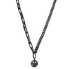 Lucleon Collier Caleb Amager à Double Chaîne Noire, Maille Dorée Et Pendentif Smiley