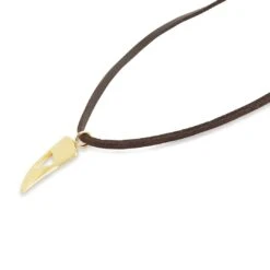 Lucleon Collier En Cuir à Pendentif Doré La Coupure -Bijouterie Soldes Boutique 1 2 19 4