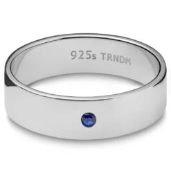 Sidegren Anneau Adrian En Argent Sterling 925 Avec Zircone Bleue -Bijouterie Soldes Boutique 1 2noviadr