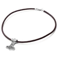 Fort Tempus Collier En Cuir Marron Et Pendentif Viking Double Face -Bijouterie Soldes Boutique 10 1 4 1 344