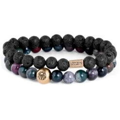 Lucleon Bracelet En Agate Indienne Et Pierre De Lave - 7 Mm -Bijouterie Soldes Boutique 10 1 4 1 358