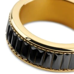 Seizmont Enthumema | Anneau Anti-stress En Acier Doré Et Zircones Noires - 8 Mm -Bijouterie Soldes Boutique 10 3 enthy