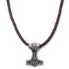 Fort Tempus Collier En Cuir Marron Et Pendentif Viking Double Face
