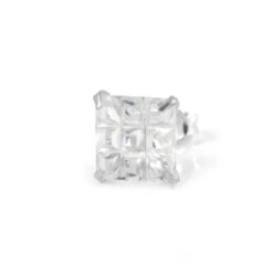 Fort Tempus Boucle D'oreille Zircone Carrée à Facettes - 8 Mm