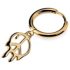 Otsu Fahrenheit | Boucle D'oreille Avec Pendentif Peace En Acier Doré