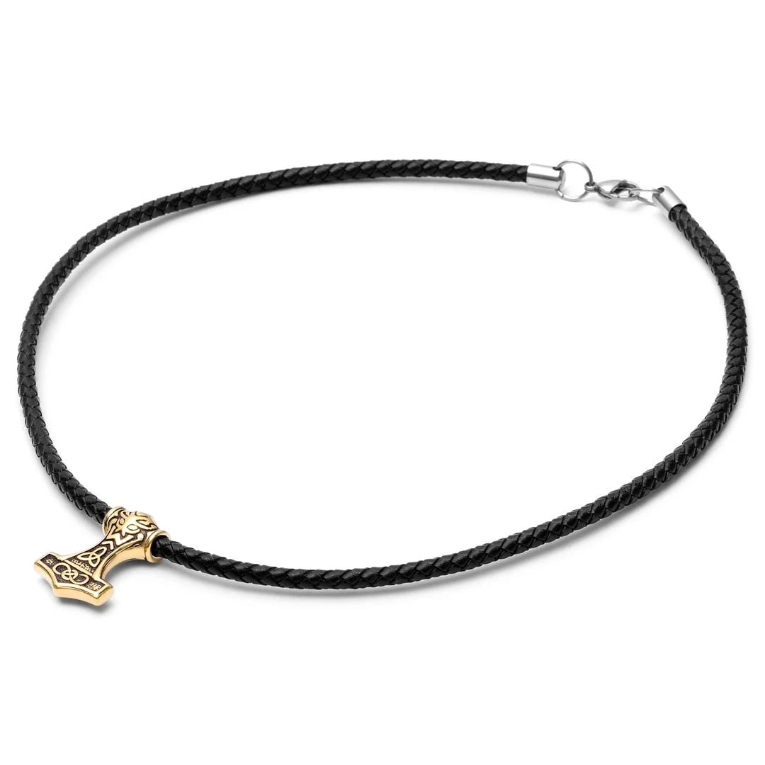 Fort Tempus Collier En Cuir Noir Et Pendentif Triquètre Double Face 5 Fort Tempus Collier En Cuir Noir Et Pendentif Triquètre Double Face – Image 3