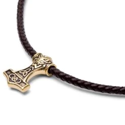 Fort Tempus Collier En Cuir Brun Triquetra Double Face -Bijouterie Soldes Boutique 11 2 2 222