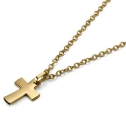 Lucleon Collier à Pendentif Croix Et Bords Incurvés En Acier Inoxydable Doré -Bijouterie Soldes Boutique 11 2a8f6c1d9dfe1a3ee32b896618a989347