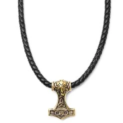 Fort Tempus Collier En Cuir Noir Et Pendentif Triquètre Double Face
