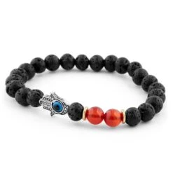 Neshraw Bracelet Noir Et Rouge Lave -Bijouterie Soldes Boutique 11110 03