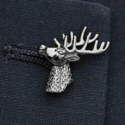 Warren Asher Broche Argentée "Le Cerf Royal" -Bijouterie Soldes Boutique 11458 lapel pin