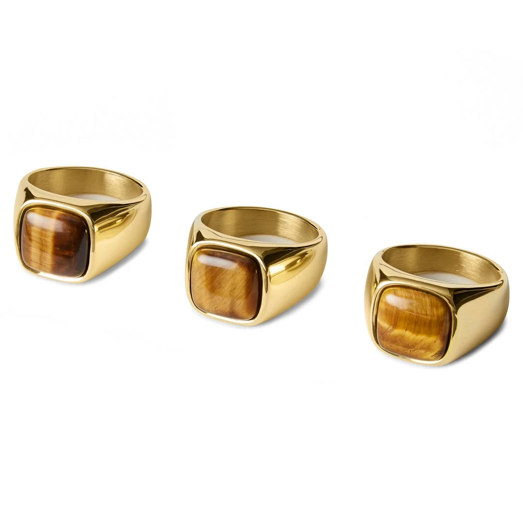 Lucleon Bague Len Gravel Dorée à Oeil De Tigre 4 Lucleon Bague Len Gravel Dorée à Oeil De Tigre – Image 2