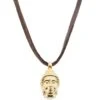 Lucleon Collier En Cuir à Pendentif "Le Bouddha" Doré -Bijouterie Soldes Boutique 12 1 73 1 179 1
