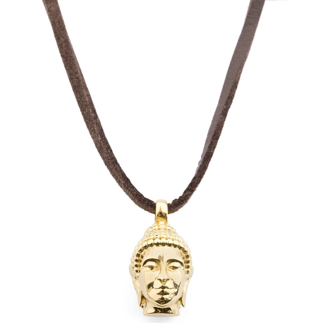 Lucleon Collier En Cuir à Pendentif "Le Bouddha" Doré 3 Lucleon Collier En Cuir à Pendentif "Le Bouddha" Doré