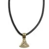 Fort Tempus Collier En Cuir Noir Et Pendentif Nordique Doré -Bijouterie Soldes Boutique 12 3 118