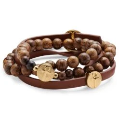 Lucleon Set De Bracelets Bruns Et Dorés Ankh