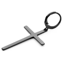 Fort Tempus Boucle D'oreille Avec Pendentif Croix Noire