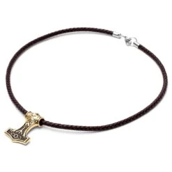 Fort Tempus Collier En Cuir Marron Et Pendentif Celtique Double Face Doré -Bijouterie Soldes Boutique 13 1 50 1 194