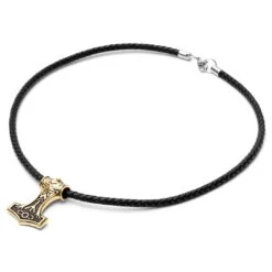 Fort Tempus Collier En Cuir Noir à Pendentif Celtique Double Face Doré -Bijouterie Soldes Boutique 13 1 50 1 203