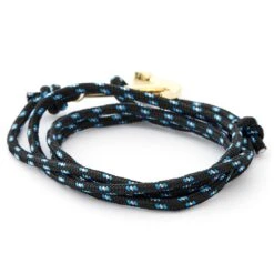Tailor Toki Bracelet L'ancre Dorée à Cordon Noir, Blanc Et Bleu -Bijouterie Soldes Boutique 13 1 50 1 80