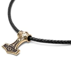 Fort Tempus Collier En Cuir Noir à Pendentif Celtique Double Face Doré -Bijouterie Soldes Boutique 13 2 197