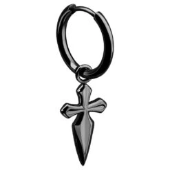 Lucleon Boucle D'oreille Vasilios Noire Avec Pendentif En Croix De Saint-Jacques -Bijouterie Soldes Boutique 13 3 24280 vas 2