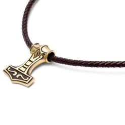 Fort Tempus Collier En Cuir Marron Et Pendentif Celtique Double Face Doré -Bijouterie Soldes Boutique 13 3 125