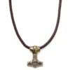 Fort Tempus Collier En Cuir Marron Et Pendentif Celtique Double Face Doré