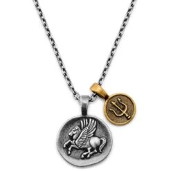 Lucleon Obelius | Collier Pégase En Métal Argenté Vintage
