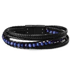 Lucleon Bracelet Naxos En Cuir Noir Et Perles Lapis Lazuli -Bijouterie Soldes Boutique 14 22c4d16fda9b8ee4a369949721213a57f 3