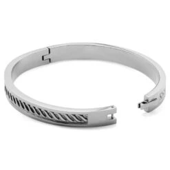 Lucleon Bracelet Jonc Arie Argenté à Torsades -Bijouterie Soldes Boutique 14 3 uze