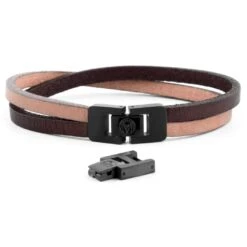 Lucleon Bracelet Roy à Simple Tour En Cuir Bicolore à Fermoir Noir -Bijouterie Soldes Boutique 14 4 53