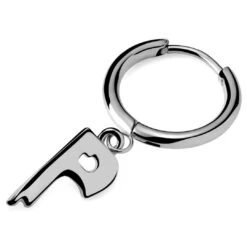 Otsu Fahrenheit | Boucle D'oreille Avec L'initiale P En Acier Argenté