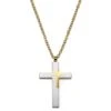 Lucleon Collier à Grand Pendentif Croix En Acier Doré & Argenté -Bijouterie Soldes Boutique 16 173ced61f361590064e54a213014d9ee1