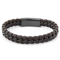 Lucleon Bracelet En Cuir Brun Lacé -Bijouterie Soldes Boutique 16 1 116