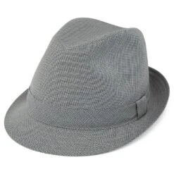 Fawler Chapeau Fedora Tyrol Gris à Motif Pied-de-poule
