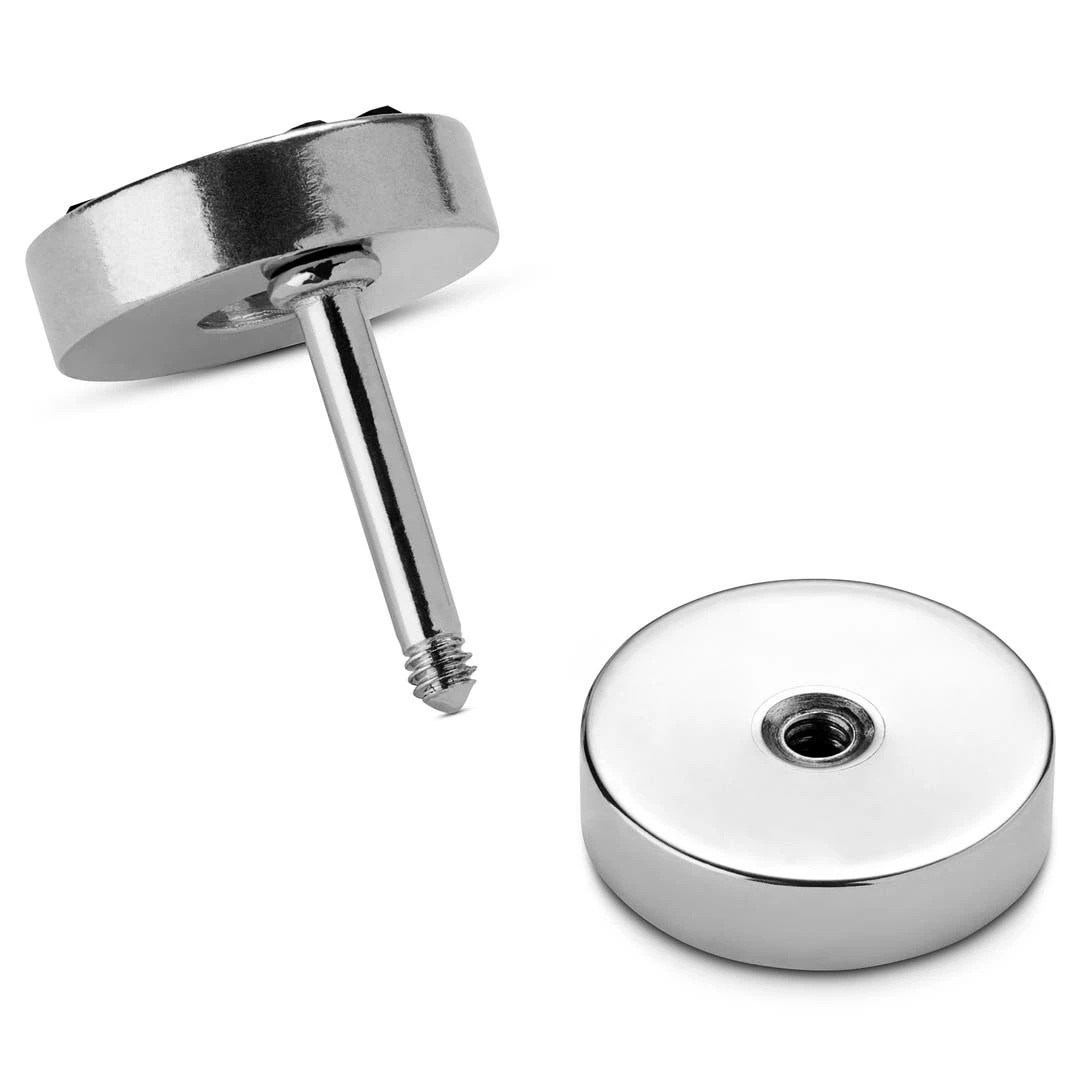 Lucleon Boucle D'oreille Ronde Argentée De 8 Mm Avec Zircones Noires 4 Lucleon Boucle D'oreille Ronde Argentée De 8 Mm Avec Zircones Noires – Image 2