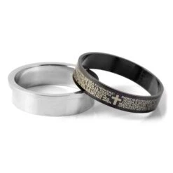 Fort Tempus Anneau En Acier Noir Et Argent "Le Notre Père" -Bijouterie Soldes Boutique 16 5 4