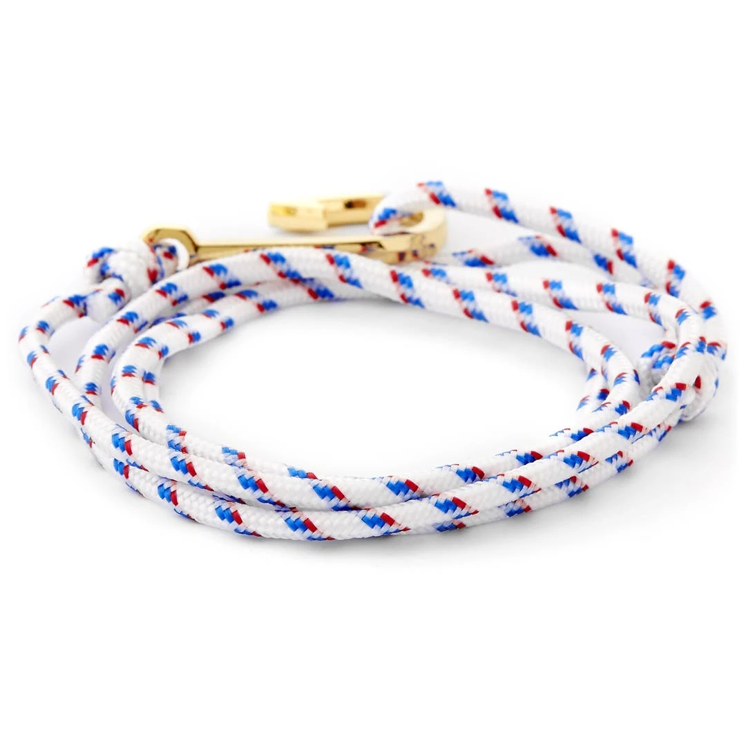 Tailor Toki Bracelet L'hameçon Doré à Cordon Blanc, Bleu Et Rouge 5 Tailor Toki Bracelet L'hameçon Doré à Cordon Blanc, Bleu Et Rouge – Image 3