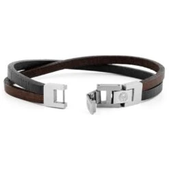 Lucleon Bracelet Roy à Simple Tout En Cuir Foncé Avec Fermoir Argenté -Bijouterie Soldes Boutique 17 3 62