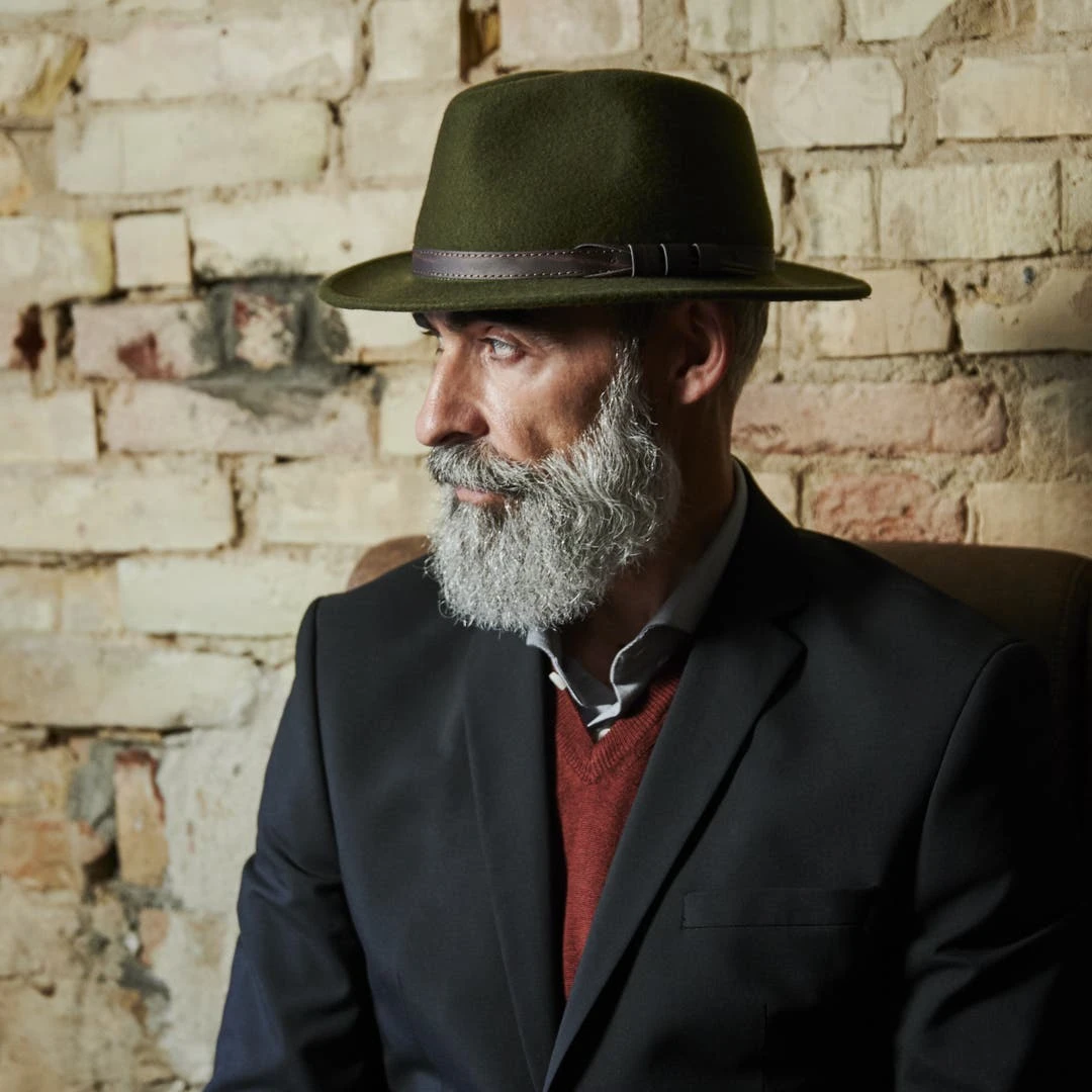 Fawler Chapeau Fédora Flavio Moda Vert à Bord Plat 5 Fawler Chapeau Fédora Flavio Moda Vert à Bord Plat – Image 3