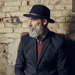 Fawler Chapeau Fédora Flavio Moda Bleu Marine à Bord Plat -Bijouterie Soldes Boutique 17972 2