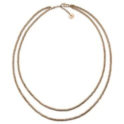 Arkai Collier Rico à Double Chaîne Couleur Or Rose -Bijouterie Soldes Boutique 18 10f0a65d58492a61fc0eee9f584228764