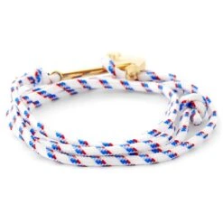 Tailor Toki Bracelet L'ancre Dorée à Cordon Blanc, Rouge Et Bleu -Bijouterie Soldes Boutique 18 1 4 2 65