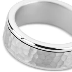 Seizmont Enthumema | Anneau Anti-stress En Acier Inoxydable Argenté Martelé - 8 Mm -Bijouterie Soldes Boutique 18 3 enthy