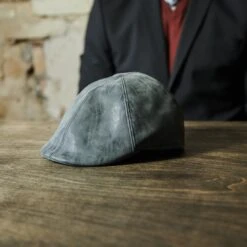 Fawler Casquette Plate Moda Maximo Grise En Cuir Végan -Bijouterie Soldes Boutique 18012