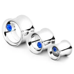 Fort Tempus Tunnel écarteur En Acier Avec Zircone Bleue