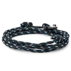 Tailor Toki Bracelet L'ancre Noire à Cordon Noir Et Bleu -Bijouterie Soldes Boutique 2 1 84 1 153